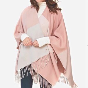 Soia & Kyo Mirel Woven Tan Cream Scarfigan With Fringe OSFM